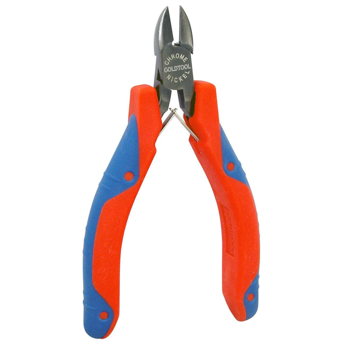 GOLDTOOL 110mm Diagonal Cutter Polished CRV Precision Plier. 11mm Cutter, Double Leaf Springs. Rubber Easy Grip Handles for Greater Comfort. Red/Blue Colour Handles. *Designed for Electronic Wire Only CDGPL-261