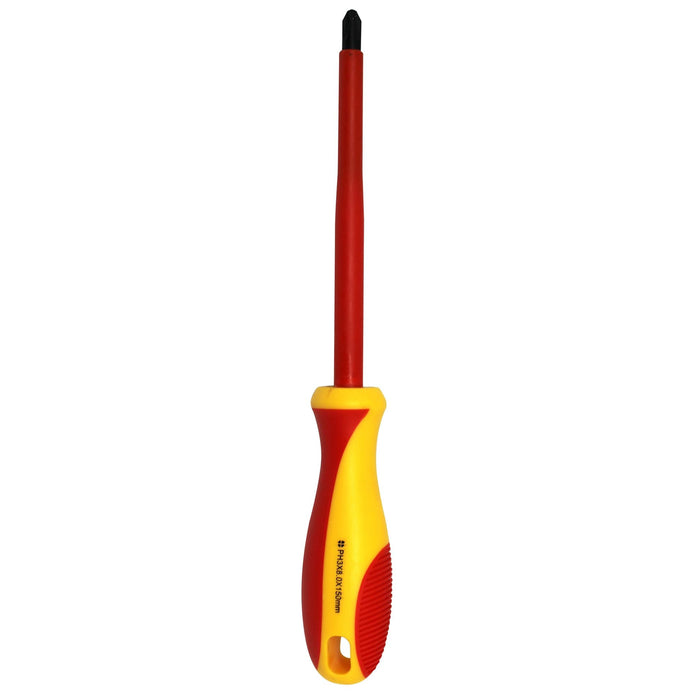 GOLDTOOL 150mm Electrical Insulated VDE Screwdriver. Tested to 1000 Volts AC. (PH3*150mm). Yellow/Red Colour Handle CDHV-63-VDE