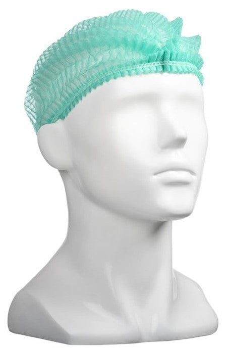 Green Polypropylene 12gsm Crimp Hats 530mm x 1000 pieces pack MPH30035