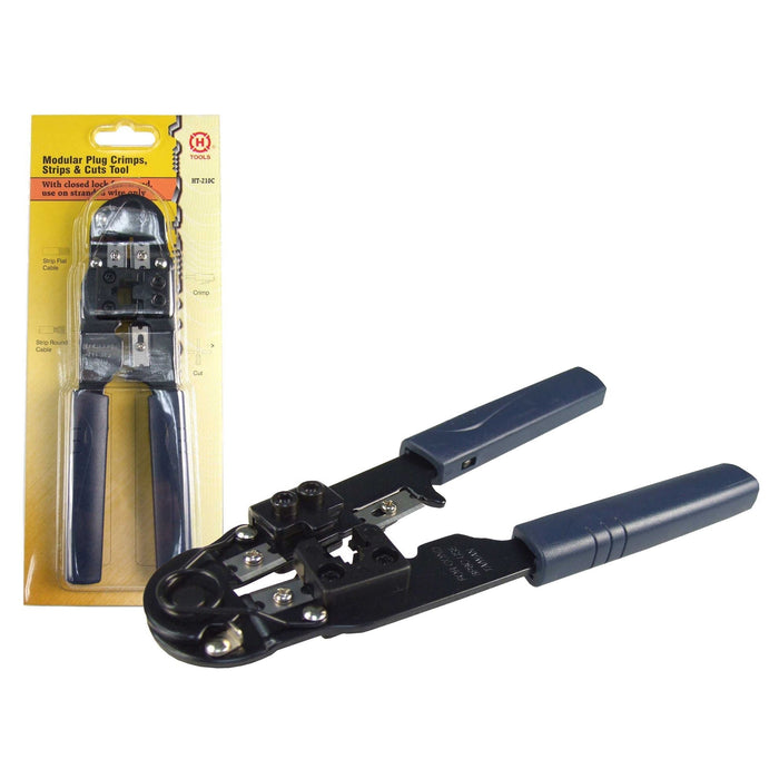 HANLONG Modular Metal Crimping Tool. Crimps 8P/8C RJ45 Plugs. Cuts & Strips Round & Flat Cable. Precise, Reliable Termination Every Time. Handle Lock for Safe & Easy Storage. Replacement Blade HT-RB08S CDCT-8C01