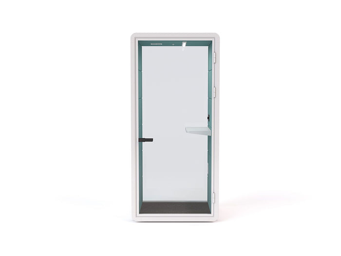 Haven Solo+ Pod Booth, Clear Glass, White Exterior KG_HSOLOPWWCLBLW