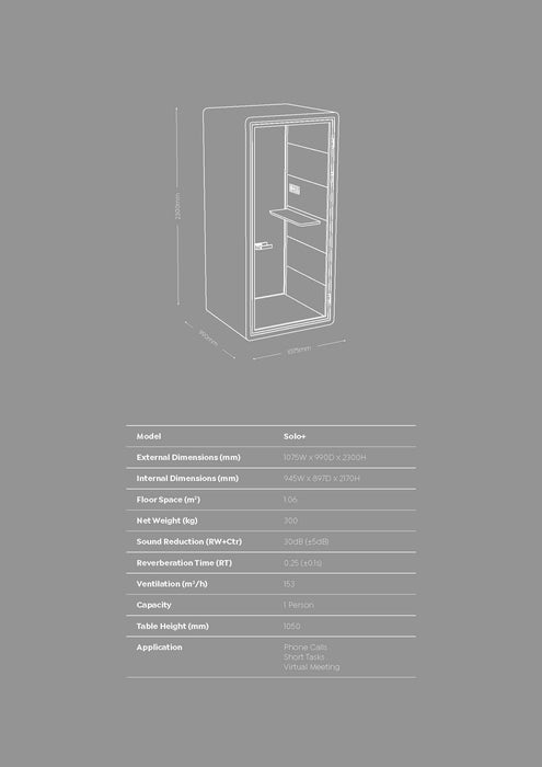 Haven Solo+ Pod Booth, Clear Glass, White Exterior KG_HSOLOPWWCLBLW