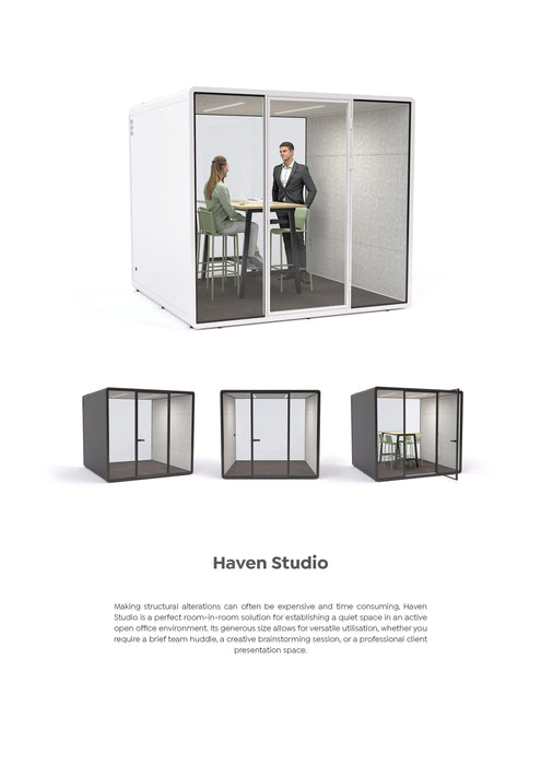 Haven Studio Pod Booth, Clear Glass, Black Exterior KG_HSTUDIOBBCLGR