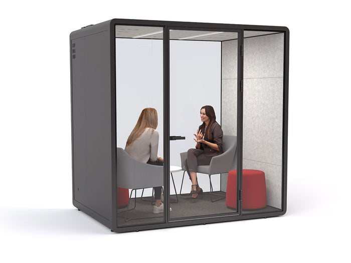 Haven Team Pod Booth, Clear Glass, Black Exterior KG_HTEAMBBCLGR