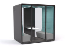 Haven Team+ Pod Booth, Clear Glass, Black Exterior KG_HTEAMPBBCLBLGRW