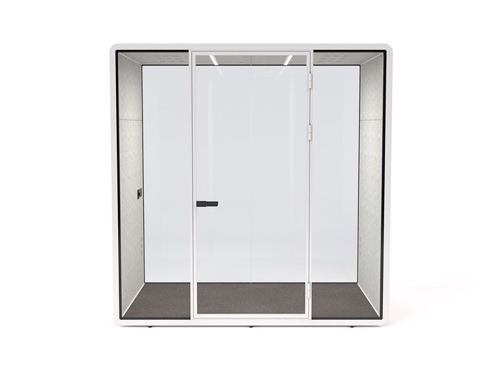 Haven Team Pod Booth, Clear Glass, White Exterior KG_HTEAMWWCLGR