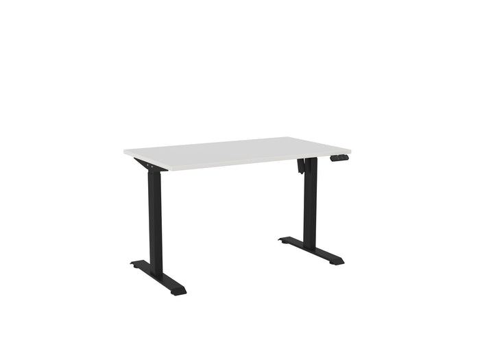 Knight's Haven Boost 1200mm x 700mm Electric Height Adjustable Single Sided Desk, Black Powdercoat Frame, White Top