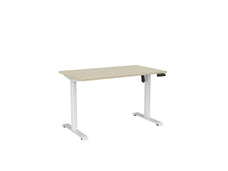 Knight's Haven Boost 1200mm x 700mm Electric Height Adjustable Single Sided Desk, White Powdercoat Frame, Nordic Maple Top KG_HVBE2SSD127WNM