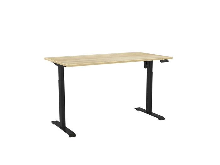 Knight's Haven Boost 1500mm x 800mm Electric Height Adjustable Single Sided Desk, Black Powdercoat Frame, Atlantic Oak Top