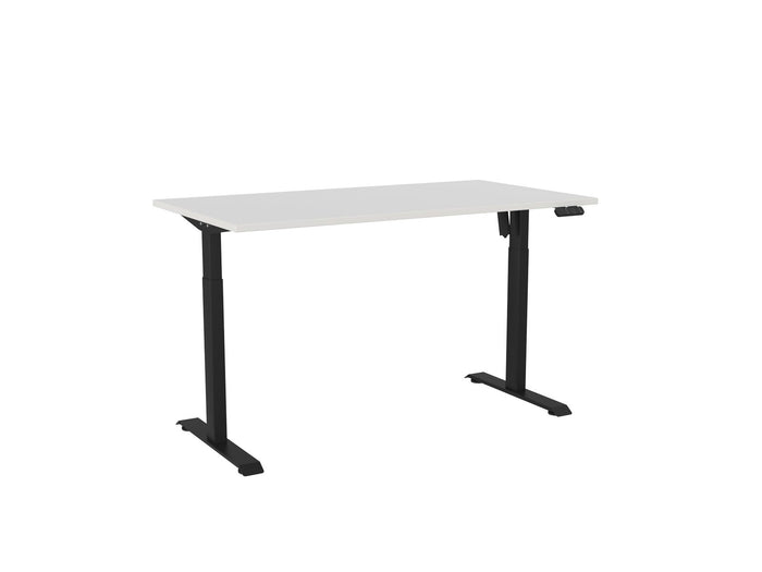 Knight's Haven Boost 1500mm x 800mm Electric Height Adjustable Single Sided Desk, Black Powdercoat Frame, White Top