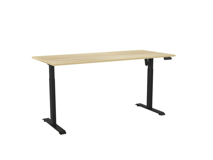 Knight's Haven Boost 1800mm x 800mm Electric Height Adjustable Single Sided Desk, Black Powdercoat Frame, Atlantic Oak Top