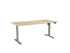 Knight's Haven Boost 1800mm x 800mm Electric Height Adjustable Single Sided Desk, Silver Powdercoat Frame, Atlantic Oak Top KG_HVBE2SSD188SAO
