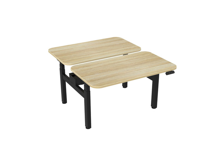 Knight's Haven 1200mm x 700mm Electric Height Adjustable Double Sided Desk, Black Powdercoat Frame, Radius Corners Top, Choice of Worktop Colours