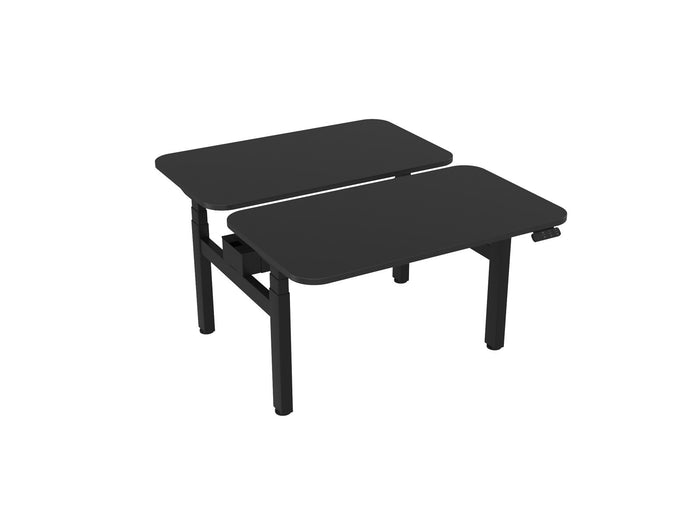 Knight's Haven 1200mm x 700mm Electric Height Adjustable Double Sided Desk, Black Powdercoat Frame, Radius Corners Top, Choice of Worktop Colours