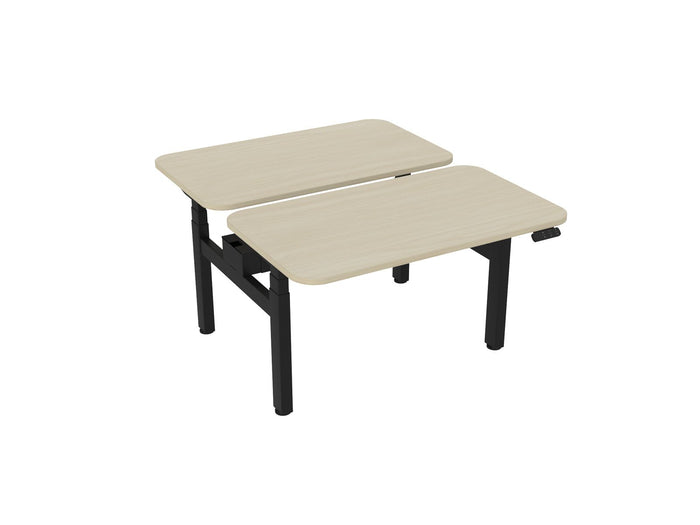 Knight's Haven 1200mm x 700mm Electric Height Adjustable Double Sided Desk, Black Powdercoat Frame, Radius Corners Top, Choice of Worktop Colours