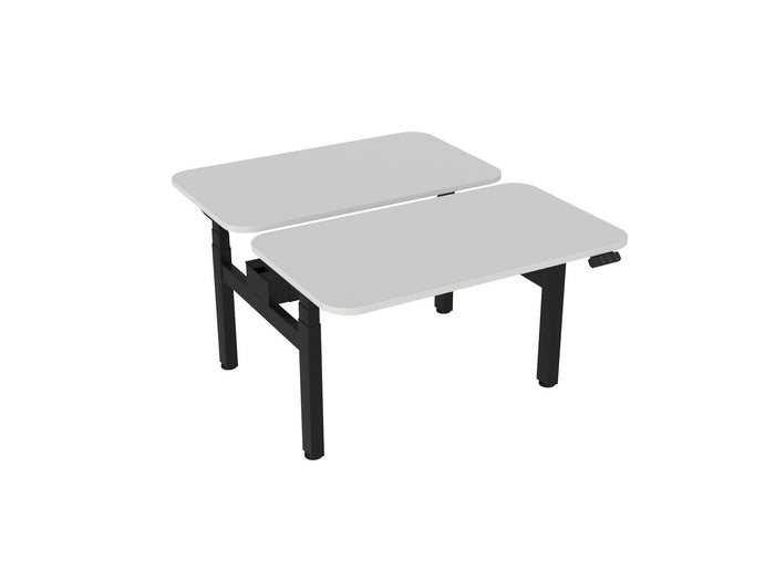 Knight's Haven 1200mm x 700mm Electric Height Adjustable Double Sided Desk, Black Powdercoat Frame, Radius Corners Top, Choice of Worktop Colours