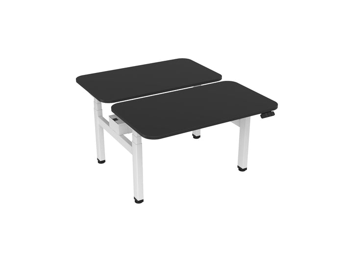 Knight's Haven 1200mm x 700mm Electric Height Adjustable Double Sided Desk, White Powdercoat Frame, Radius Corners Top, Choice of Worktop Colours