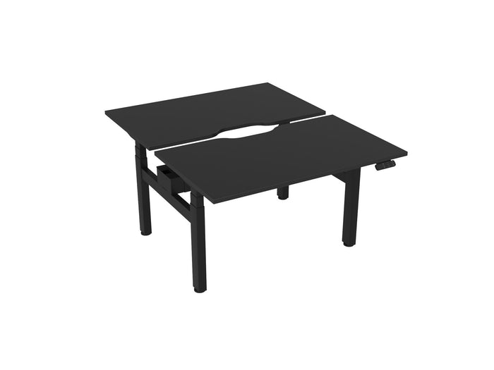 Knight's Haven 1200mm x 700mm Electric Height Adjustable Double Sided Desk, Black Powdercoat Frame, Scallop Top, Choice of Worktop Colours