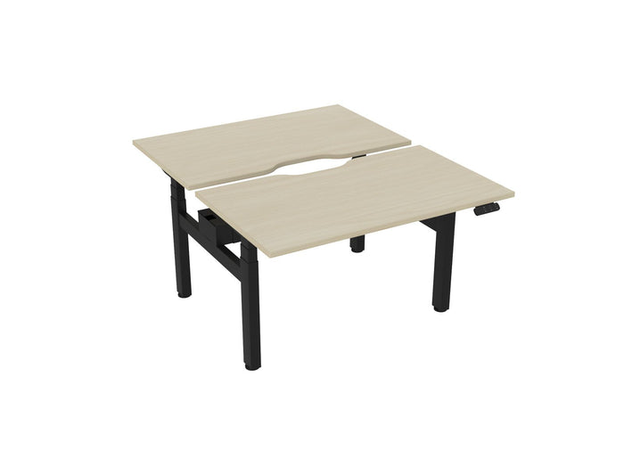 Knight's Haven 1200mm x 700mm Electric Height Adjustable Double Sided Desk, Black Powdercoat Frame, Scallop Top, Choice of Worktop Colours