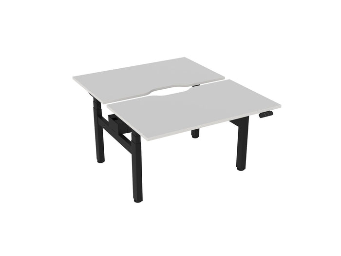 Knight's Haven 1200mm x 700mm Electric Height Adjustable Double Sided Desk, Black Powdercoat Frame, Scallop Top, Choice of Worktop Colours