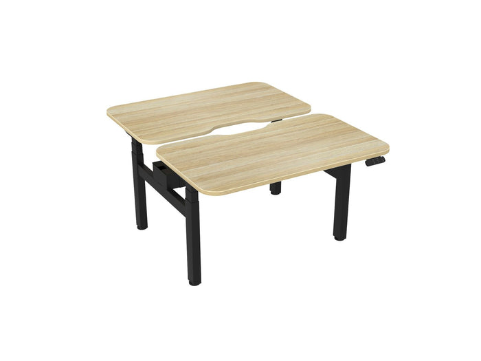 Knight's Haven 1200mm x 700mm Electric Height Adjustable Double Sided Desk, Black Powdercoat Frame, Scallop & Radius Corners Top, Choice of Worktop Colours