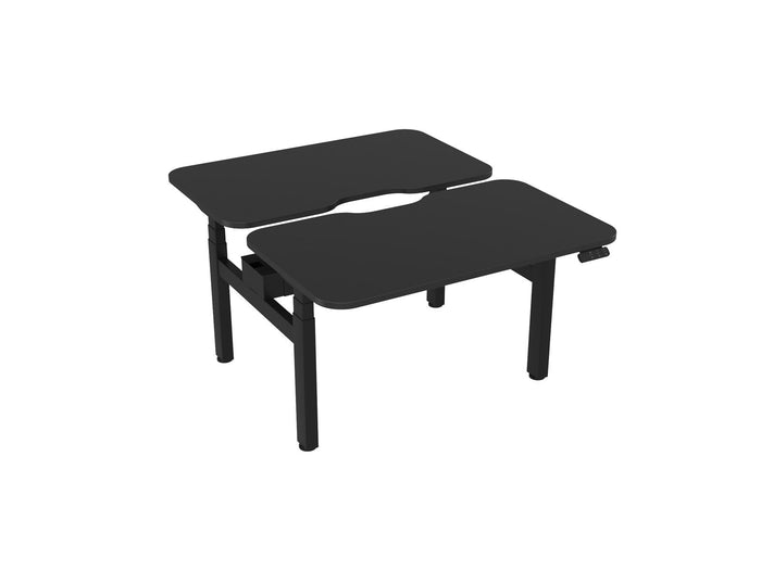 Knight's Haven 1200mm x 700mm Electric Height Adjustable Double Sided Desk, Black Powdercoat Frame, Scallop & Radius Corners Top, Choice of Worktop Colours