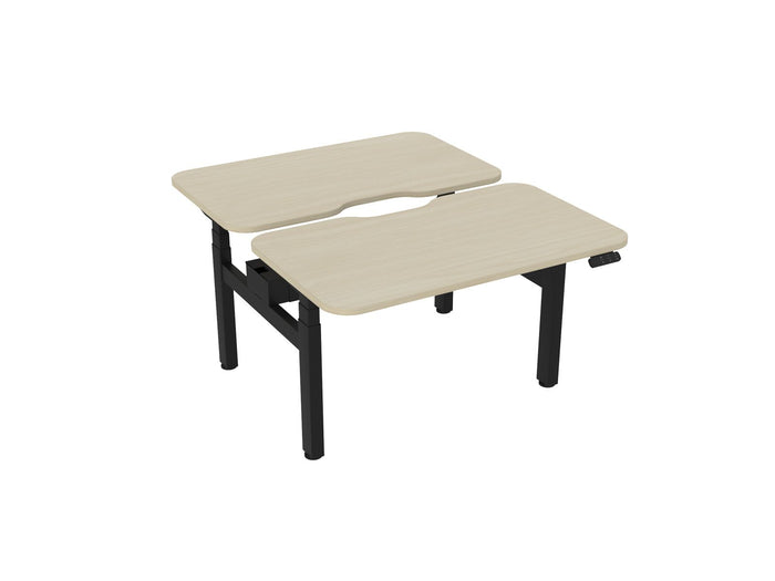 Knight's Haven 1200mm x 700mm Electric Height Adjustable Double Sided Desk, Black Powdercoat Frame, Scallop & Radius Corners Top, Choice of Worktop Colours