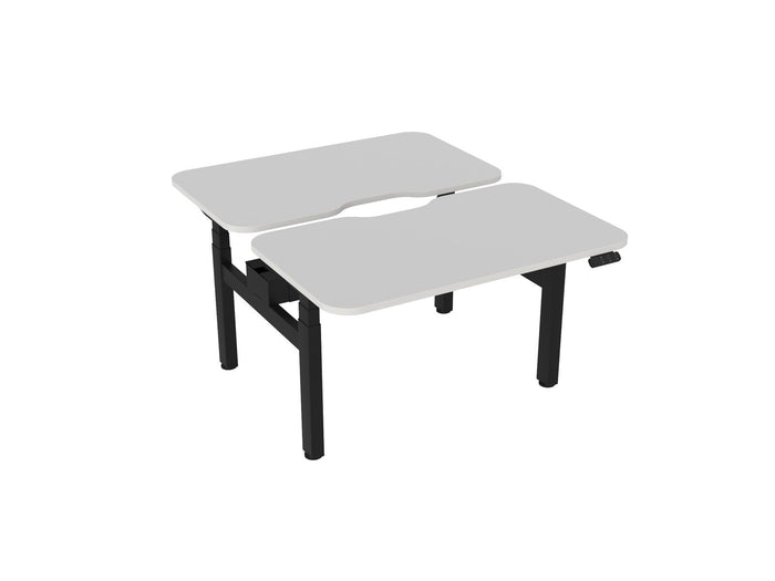 Knight's Haven 1200mm x 700mm Electric Height Adjustable Double Sided Desk, Black Powdercoat Frame, Scallop & Radius Corners Top, Choice of Worktop Colours