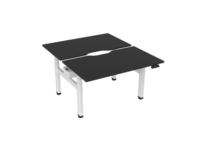 Knight's Haven 1200mm x 700mm Electric Height Adjustable Double Sided Desk, White Powdercoat Frame, Scallop Top, Choice of Worktop Colours