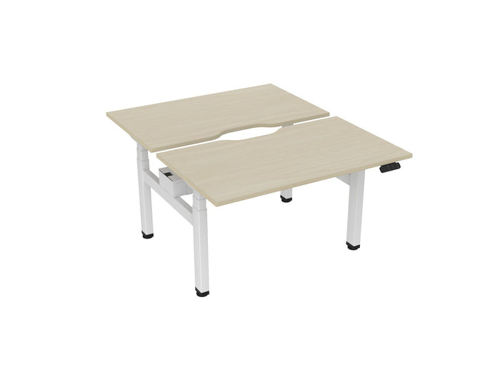 Knight's Haven 1200mm x 700mm Electric Height Adjustable Double Sided Desk, White Powdercoat Frame, Scallop Top, Choice of Worktop Colours