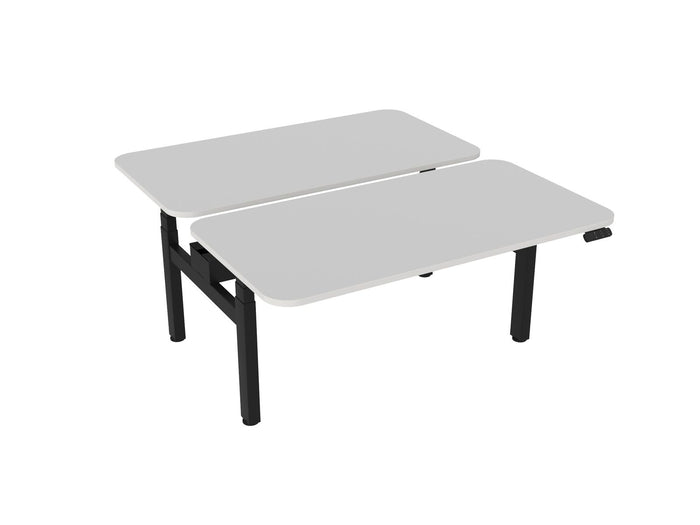 Knight's Haven 1500mm x 800mm Electric Height Adjustable Double Sided Desk, Black Powdercoat Frame, Radius Corners Top, Choice of Worktop Colours