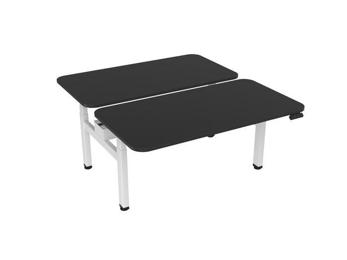 Knight's Haven 1500mm x 800mm Electric Height Adjustable Double Sided Desk, White Powdercoat Frame, Radius Corners Top, Choice of Worktop Colours