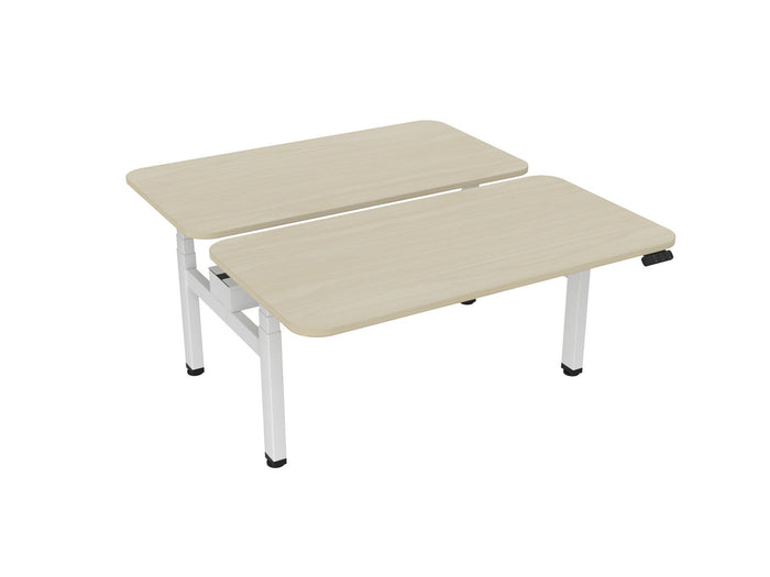 Knight's Haven 1500mm x 800mm Electric Height Adjustable Double Sided Desk, White Powdercoat Frame, Radius Corners Top, Choice of Worktop Colours