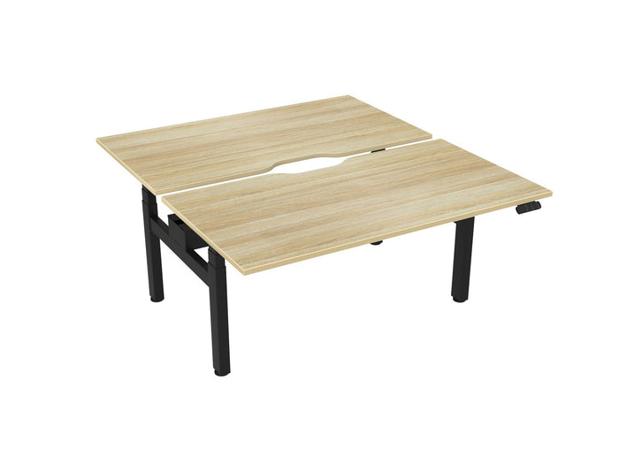 Knight's Haven 1500mm x 800mm Electric Height Adjustable Double Sided Desk, Black Powdercoat Frame, Scallop Top, Choice of Worktop Colours
