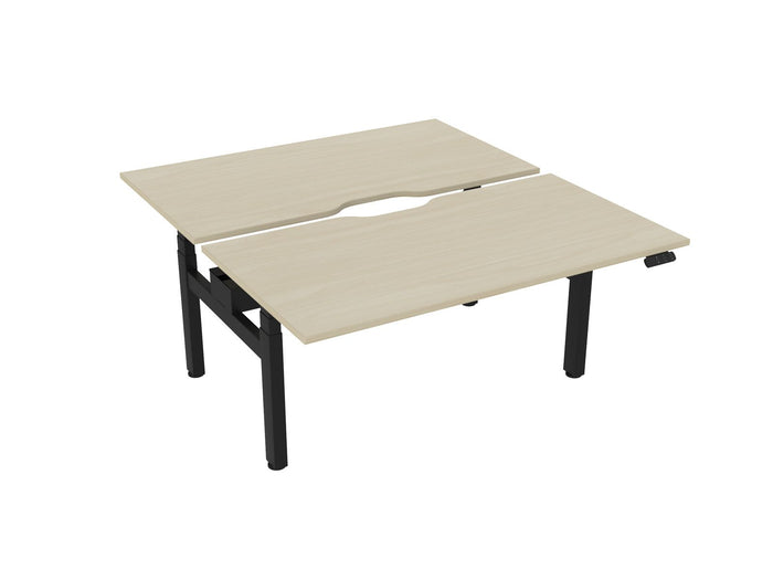 Knight's Haven 1500mm x 800mm Electric Height Adjustable Double Sided Desk, Black Powdercoat Frame, Scallop Top, Choice of Worktop Colours