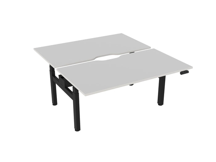 Knight's Haven 1500mm x 800mm Electric Height Adjustable Double Sided Desk, Black Powdercoat Frame, Scallop Top, Choice of Worktop Colours