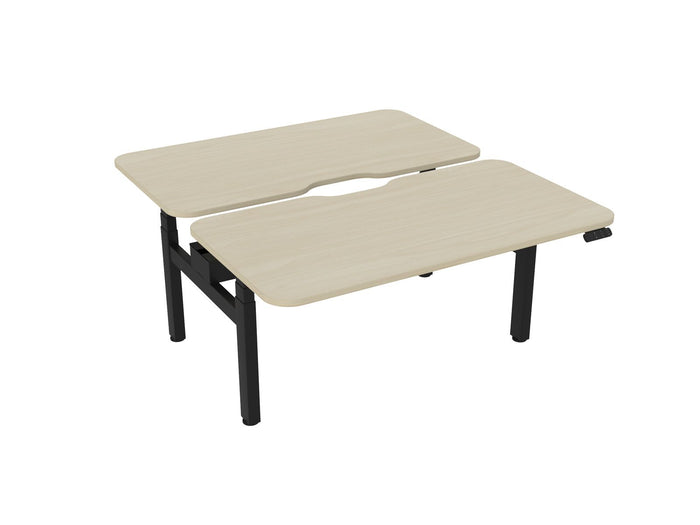 Knight's Haven 1500mm x 800mm Electric Height Adjustable Double Sided Desk, Black Powdercoat Frame, Scallop & Radius Corners Top, Choice of Worktop Colours