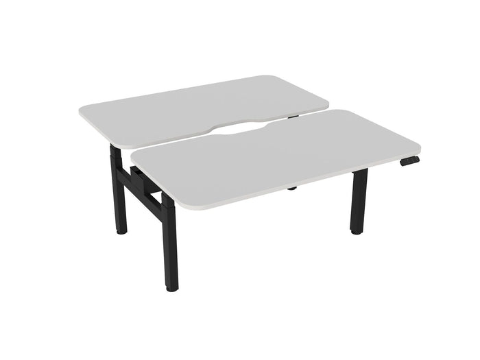 Knight's Haven 1500mm x 800mm Electric Height Adjustable Double Sided Desk, Black Powdercoat Frame, Scallop & Radius Corners Top, Choice of Worktop Colours