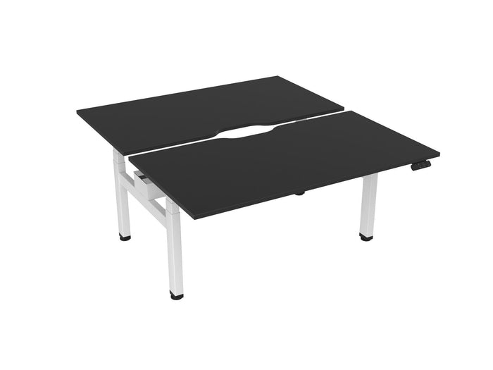 Knight's Haven 1500mm x 800mm Electric Height Adjustable Double Sided Desk, White Powdercoat Frame, Scallop Top, Choice of Worktop Colours