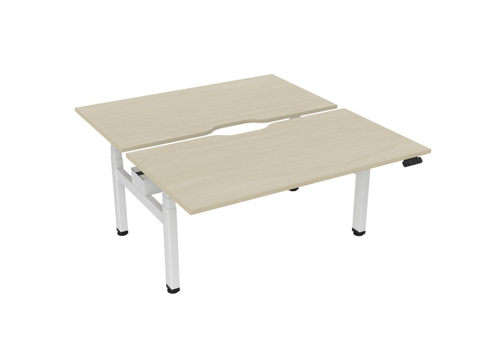 Knight's Haven 1500mm x 800mm Electric Height Adjustable Double Sided Desk, White Powdercoat Frame, Scallop Top, Choice of Worktop Colours