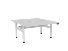 Knight's Haven 1600mm x 800mm Electric Height Adjustable Double Sided Desk, White Powdercoat Frame, Scallop Top, Choice of Worktop Colours