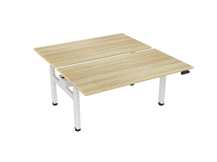 Knight's Haven 1500mm x 800mm Electric Height Adjustable Double Sided Desk, White Powdercoat Frame, Choice of Worktop Colours