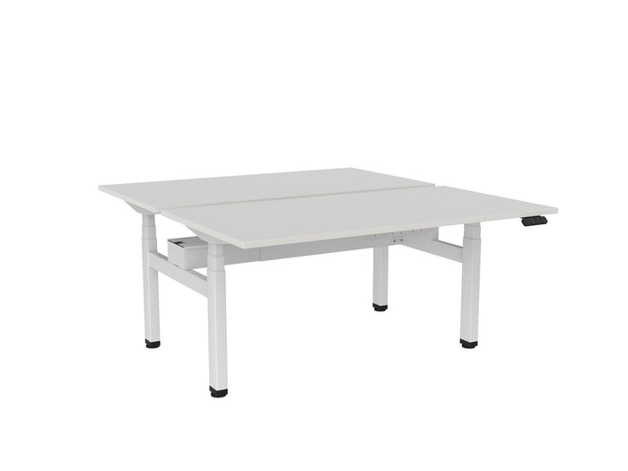 Knight's Haven 1500mm x 800mm Electric Height Adjustable Double Sided Desk, White Powdercoat Frame, Choice of Worktop Colours