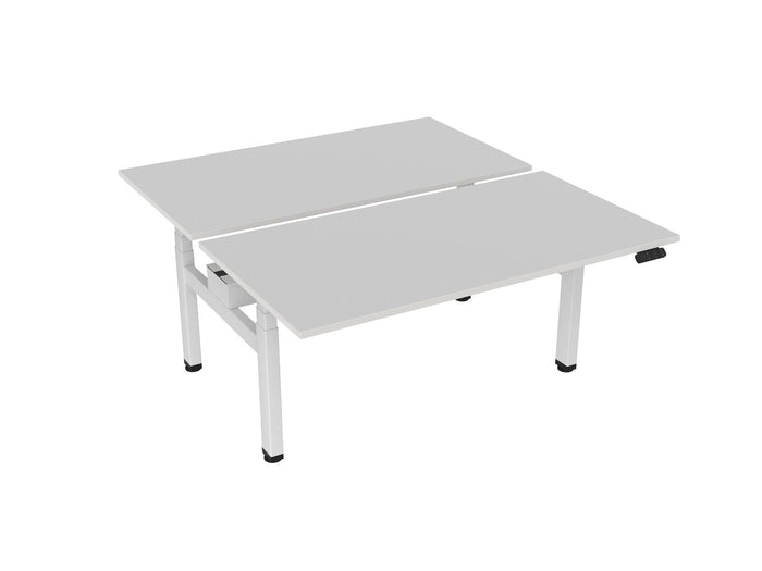 Knight's Haven 1500mm x 800mm Electric Height Adjustable Double Sided Desk, White Powdercoat Frame, Choice of Worktop Colours
