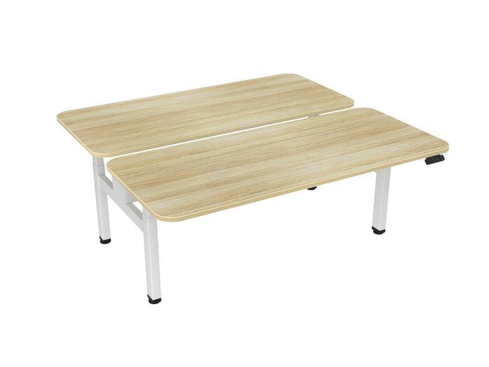 Knight's Haven 1800mm x 800mm Electric Height Adjustable Double Sided Desk, White Powdercoat Frame, Radius Corners Top, Choice of Worktop Colours