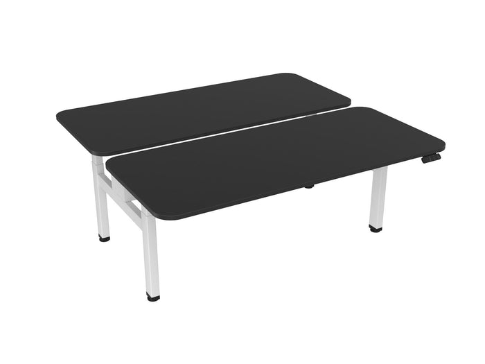 Knight's Haven 1800mm x 800mm Electric Height Adjustable Double Sided Desk, White Powdercoat Frame, Radius Corners Top, Choice of Worktop Colours