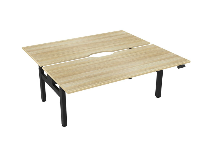 Knight's Haven 1800mm x 800mm Electric Height Adjustable Double Sided Desk, Black Powdercoat Frame, Scallop Top, Choice of Worktop Colours