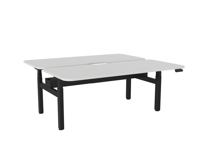 Knight's Haven 1800mm x 800mm Electric Height Adjustable Double Sided Desk, Black Powdercoat Frame, Scallop & Radius Corners Top, Choice of Worktop Colours