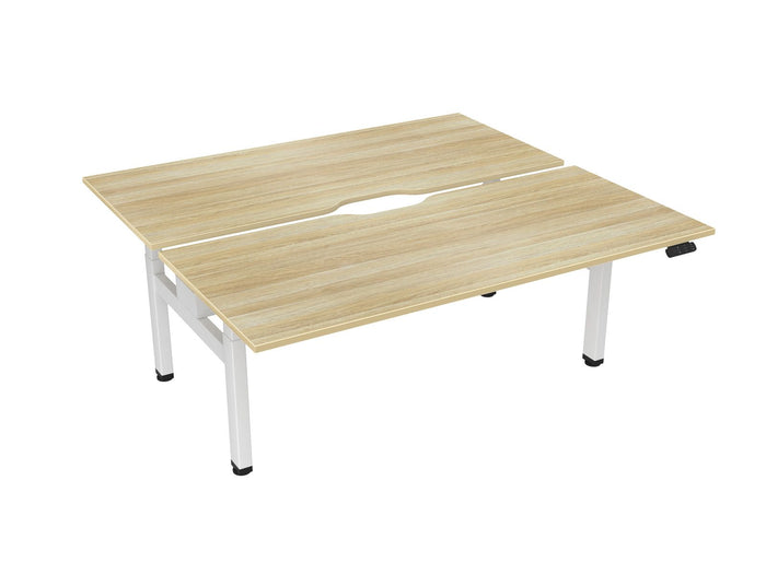 Knight's Haven 1800mm x 800mm Electric Height Adjustable Double Sided Desk, White Powdercoat Frame, Scallop Top, Choice of Worktop Colours