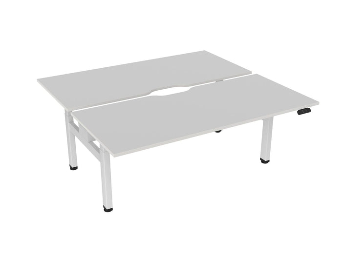 Knight's Haven 1800mm x 800mm Electric Height Adjustable Double Sided Desk, White Powdercoat Frame, Scallop Top, Choice of Worktop Colours